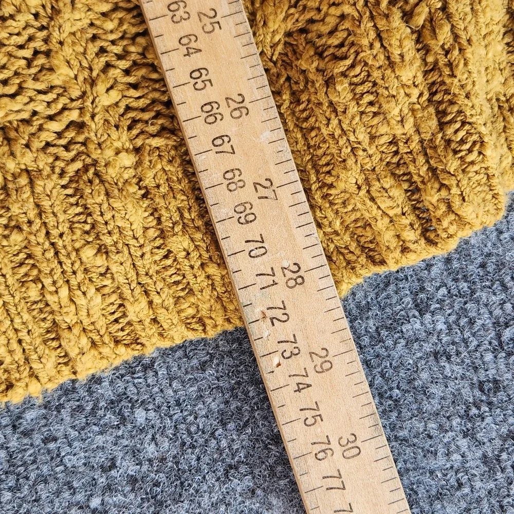 FREE PEOPLE chunky Cable knit‎ Turtleneck SWEATER yellow/Mustard keyhole back M